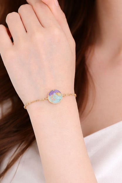 Gold-Plated Half-Moon Adjustable Bracelet