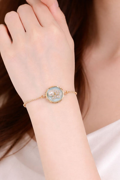 Butterfly Pearl Gold-Plated Bracelet