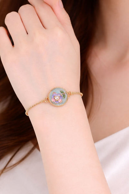 Gold Plated Floral Charm Bracelet