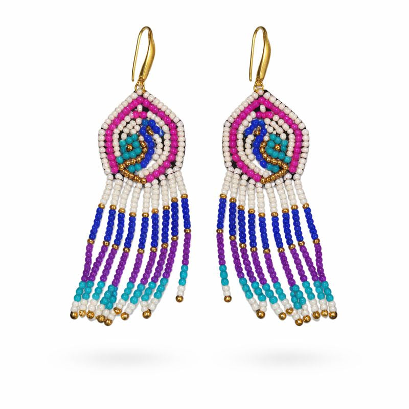 Multicolour Butterfly Seed Bead Earrings