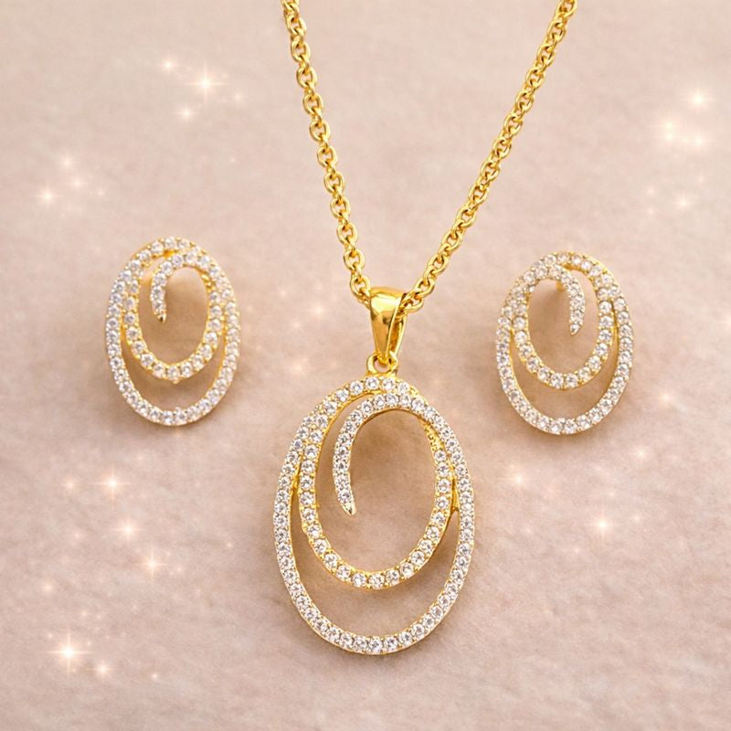Gold-Plated Cubic Zirconia Pendant Set