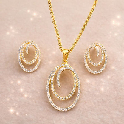 Gold-Plated Cubic Zirconia Pendant Set