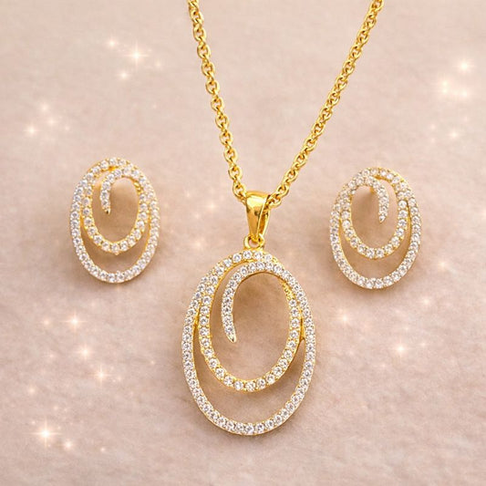 Gold-Plated Cubic Zirconia Pendant Set