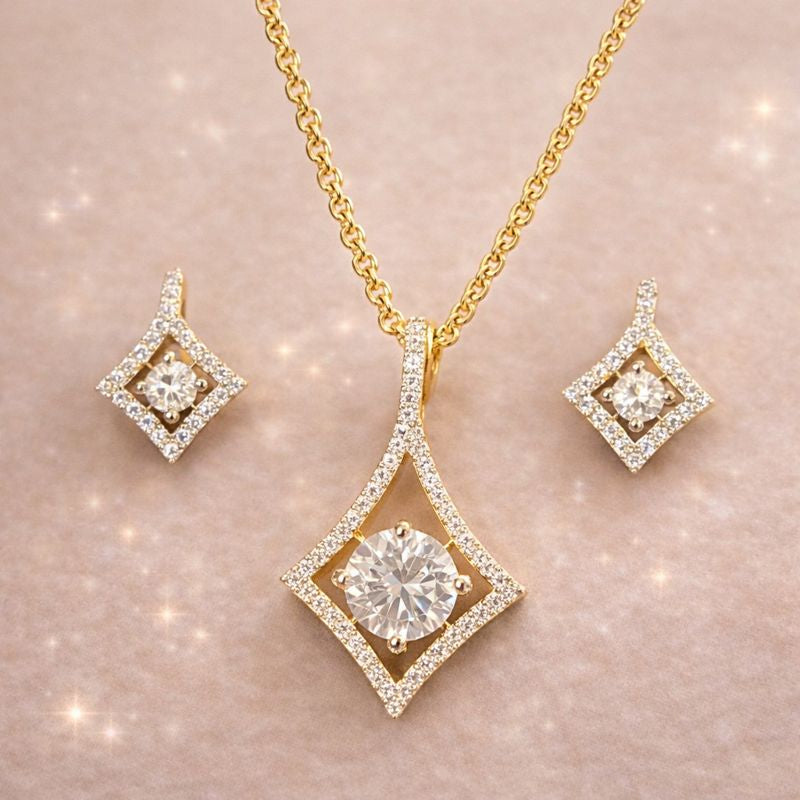 Gold Plated Cubic Zirconia Pendant Set