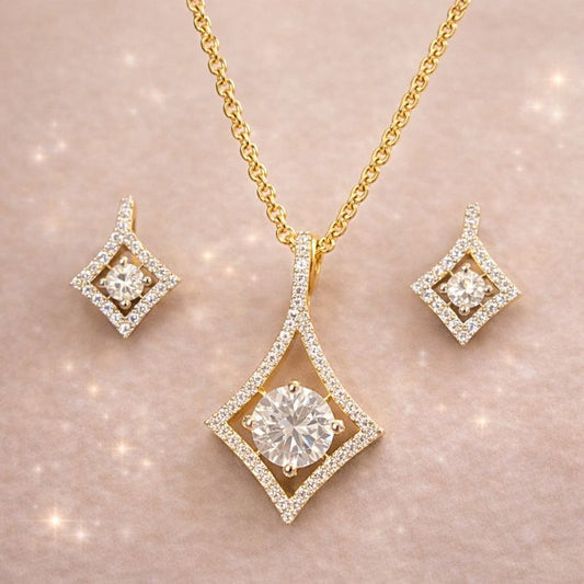 Gold Plated Cubic Zirconia Pendant Set