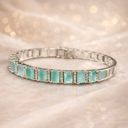 Rhodium Plated Turquoise Tennis Bracelet