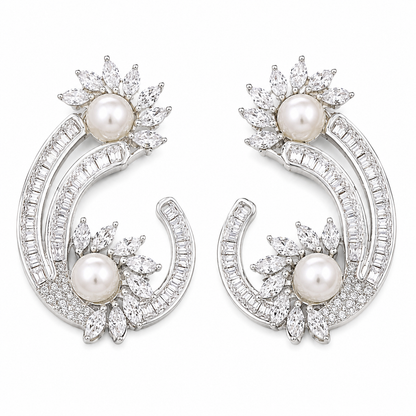 Rhodium Plated Cubic Zirconia Earring