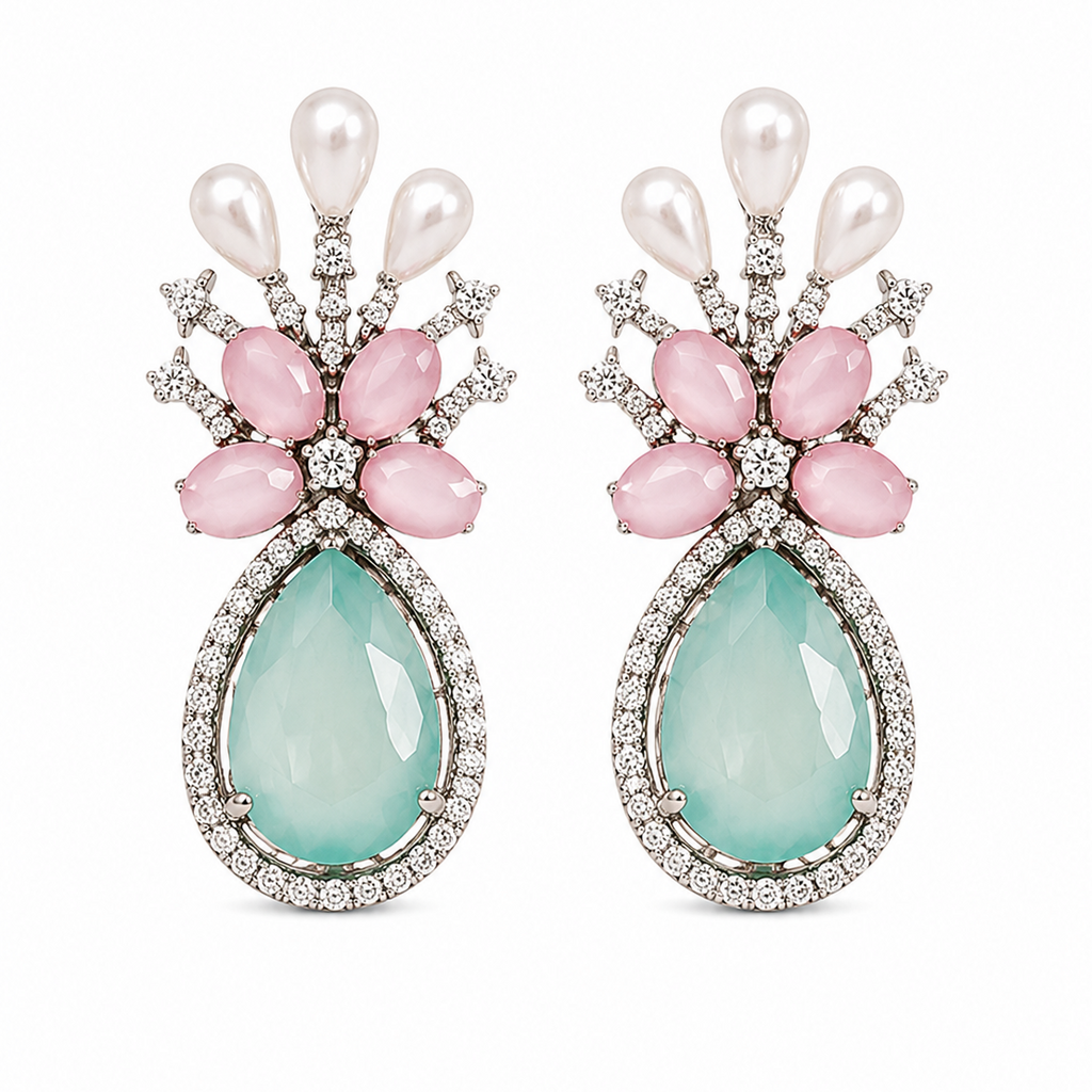 Rhodium Plated Cubic Zirconia Earrings
