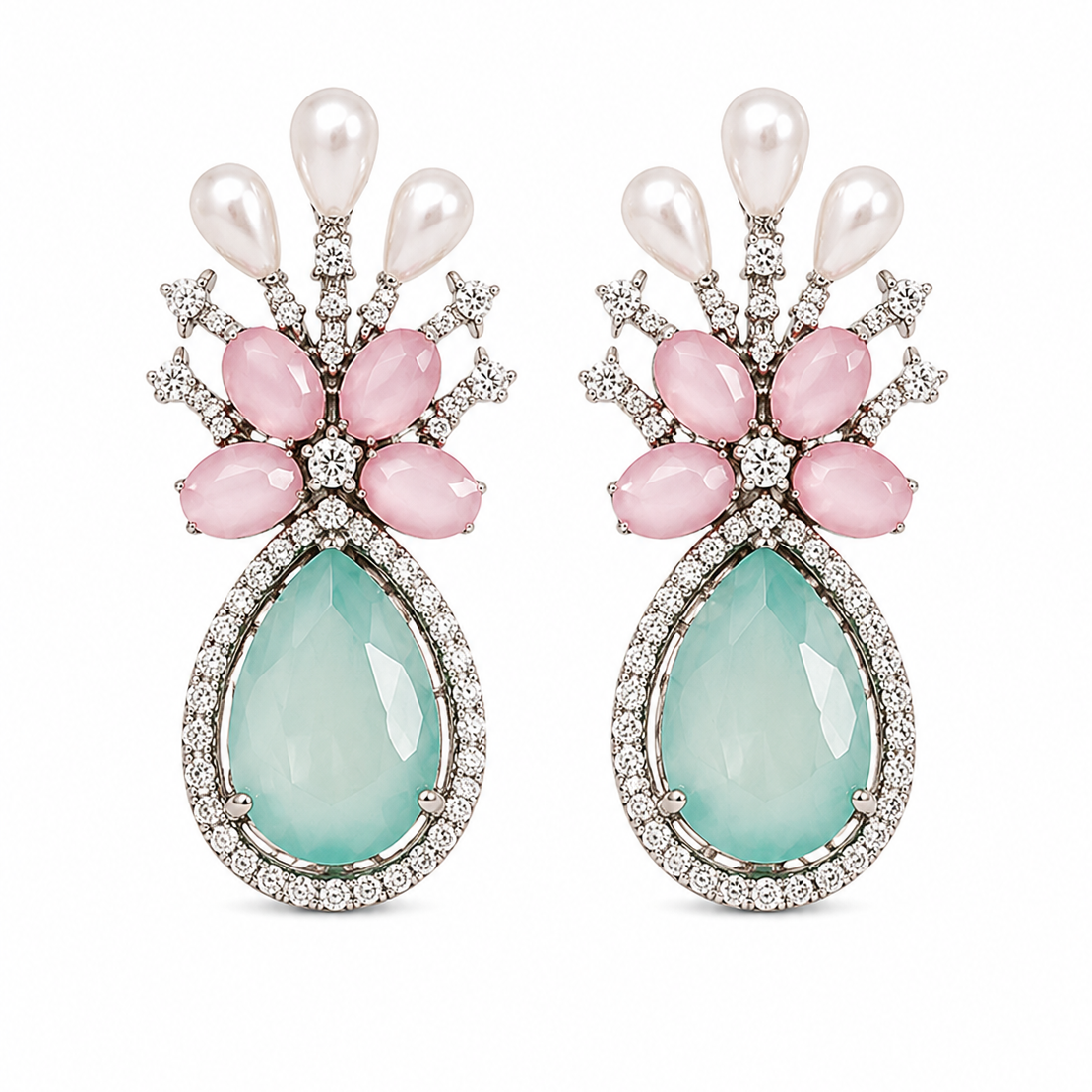 Rhodium Plated Cubic Zirconia Earrings