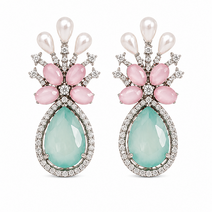 Rhodium Plated Cubic Zirconia Earrings