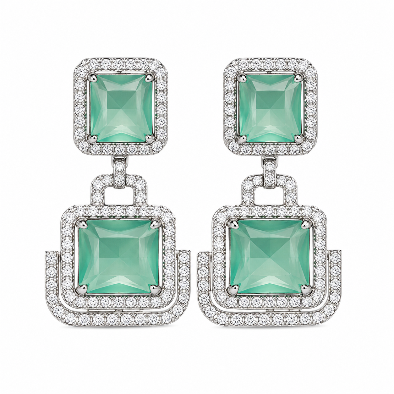Rhodium Plated Cubic Zirconia Earrings