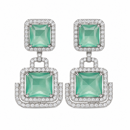 Rhodium Plated Cubic Zirconia Earrings