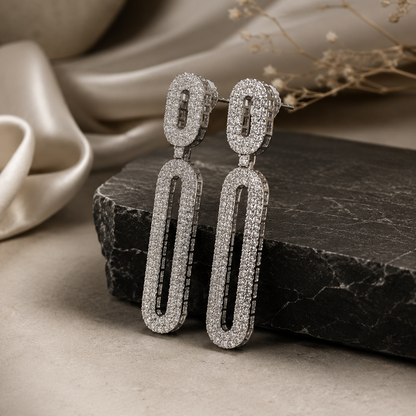 Rhodium Plated Cubic Zirconia Earrings