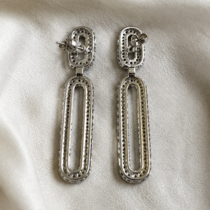 Rhodium Plated Cubic Zirconia Earrings