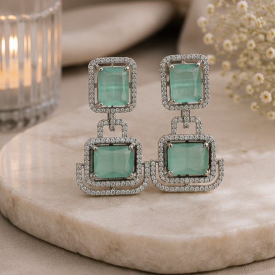 Rhodium Plated Cubic Zirconia Earrings