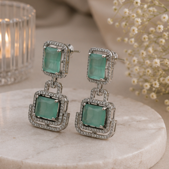 Rhodium Plated Cubic Zirconia Earrings