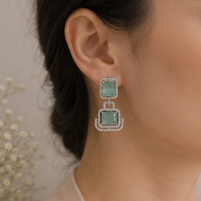 Rhodium Plated Cubic Zirconia Earrings