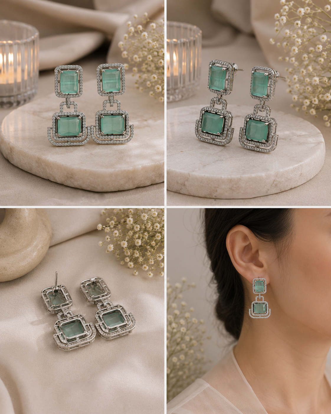Rhodium Plated Cubic Zirconia Earrings