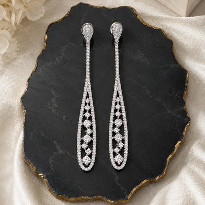 Rhodium Plated Cubic Zirconia Earrings