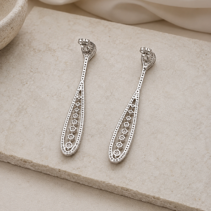 Rhodium Plated Cubic Zirconia Earrings