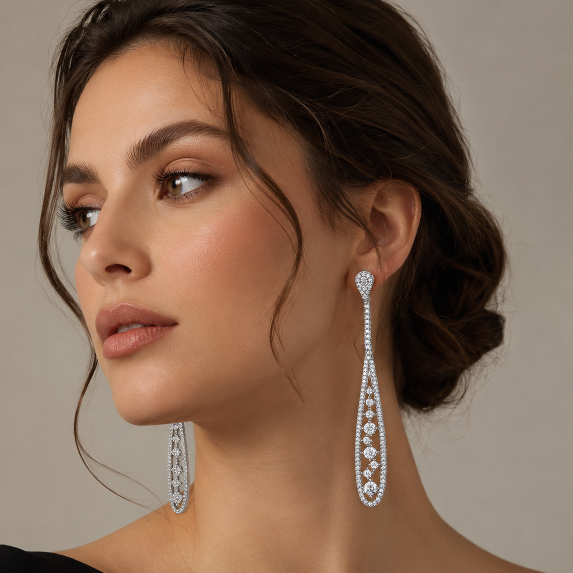 Rhodium Plated Cubic Zirconia Earrings