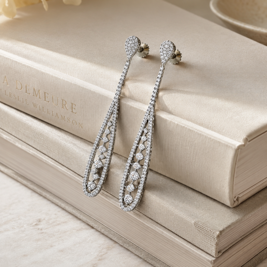 Rhodium Plated Cubic Zirconia Earrings