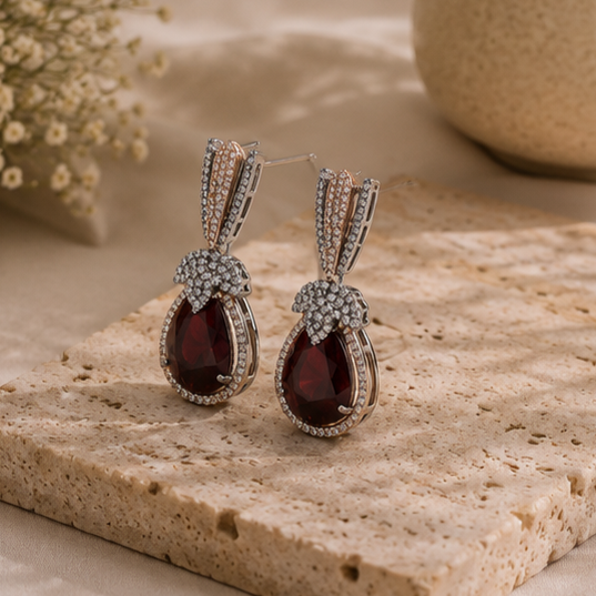 Rhodium Plated Cubic Zirconia Earrings