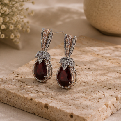 Rhodium Plated Cubic Zirconia Earrings