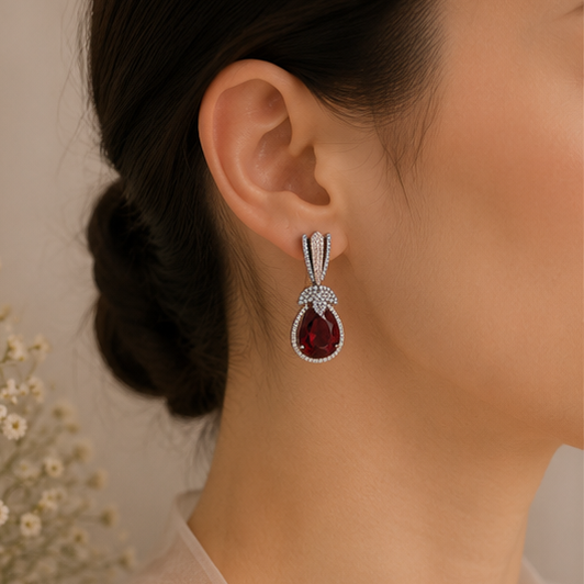 Rhodium Plated Cubic Zirconia Earrings