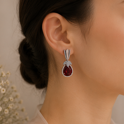 Rhodium Plated Cubic Zirconia Earrings