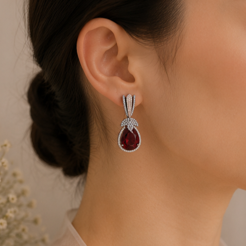 Rhodium Plated Cubic Zirconia Earrings