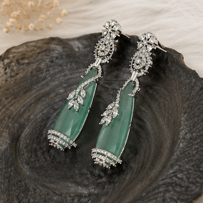 Rhodium Plated Cubic Zirconia Earrings