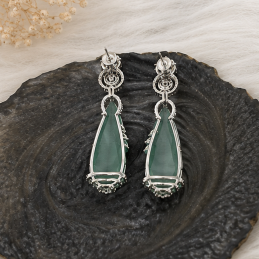 Rhodium Plated Cubic Zirconia Earrings