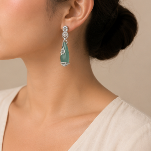 Rhodium Plated Cubic Zirconia Earrings