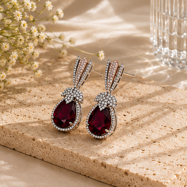 Rhodium Plated Cubic Zirconia Earrings