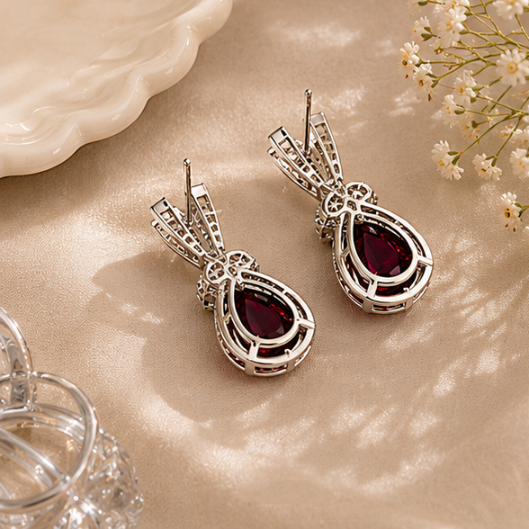 Rhodium Plated Cubic Zirconia Earrings