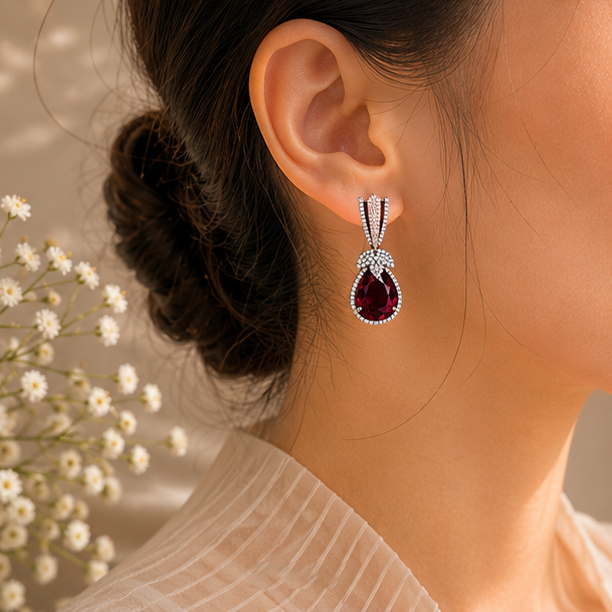 Rhodium Plated Cubic Zirconia Earrings