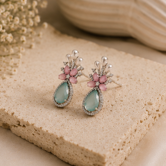 Rhodium Plated Cubic Zirconia Earrings