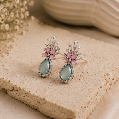 Rhodium Plated Cubic Zirconia Earrings