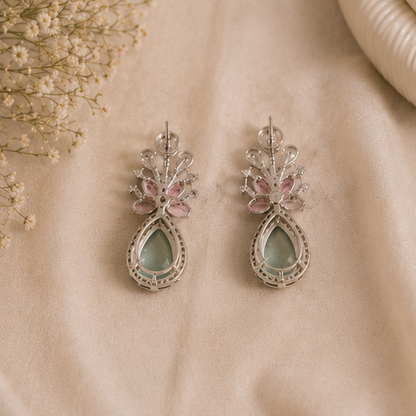 Rhodium Plated Cubic Zirconia Earrings
