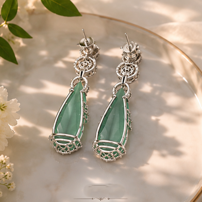 Rhodium Plated Cubic Zirconia Earrings