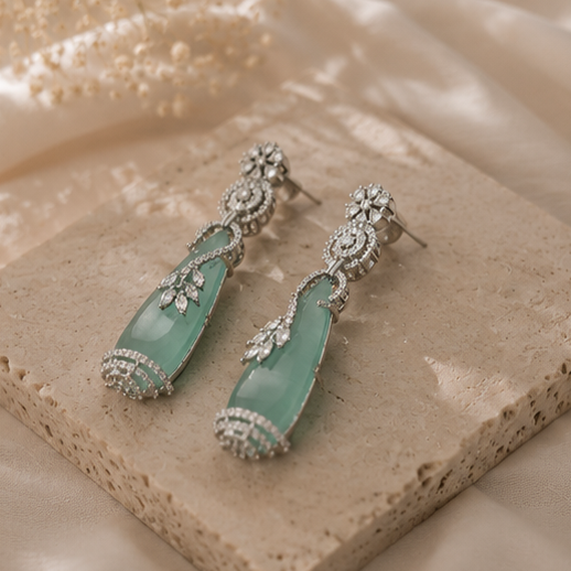 Rhodium Plated Cubic Zirconia Earrings