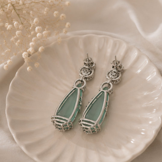 Rhodium Plated Cubic Zirconia Earrings