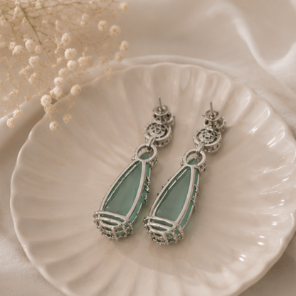 Rhodium Plated Cubic Zirconia Earrings