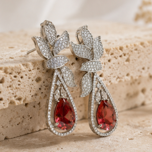 Rhodium Plated Cubic Zirconia Earrings
