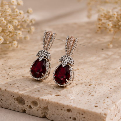 Rhodium Plated Cubic Zirconia Earrings