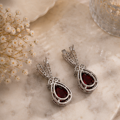 Rhodium Plated Cubic Zirconia Earrings