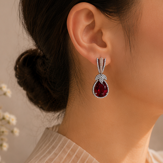 Rhodium Plated Cubic Zirconia Earrings