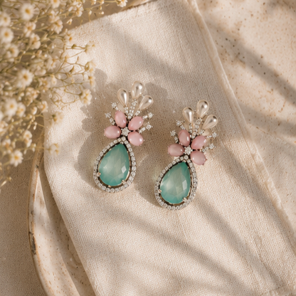 Rhodium Plated Cubic Zirconia Earrings