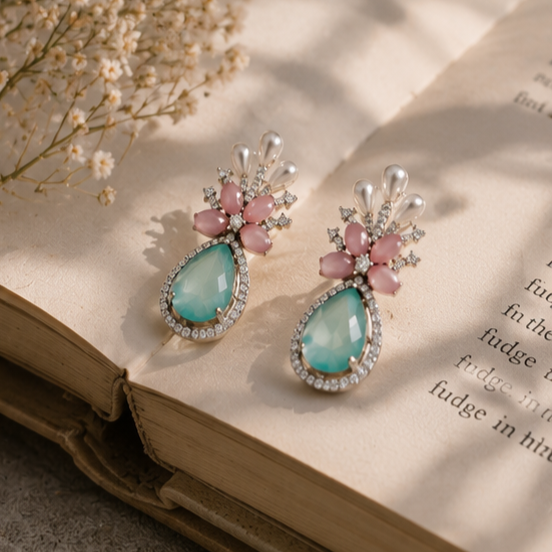 Rhodium Plated Cubic Zirconia Earrings